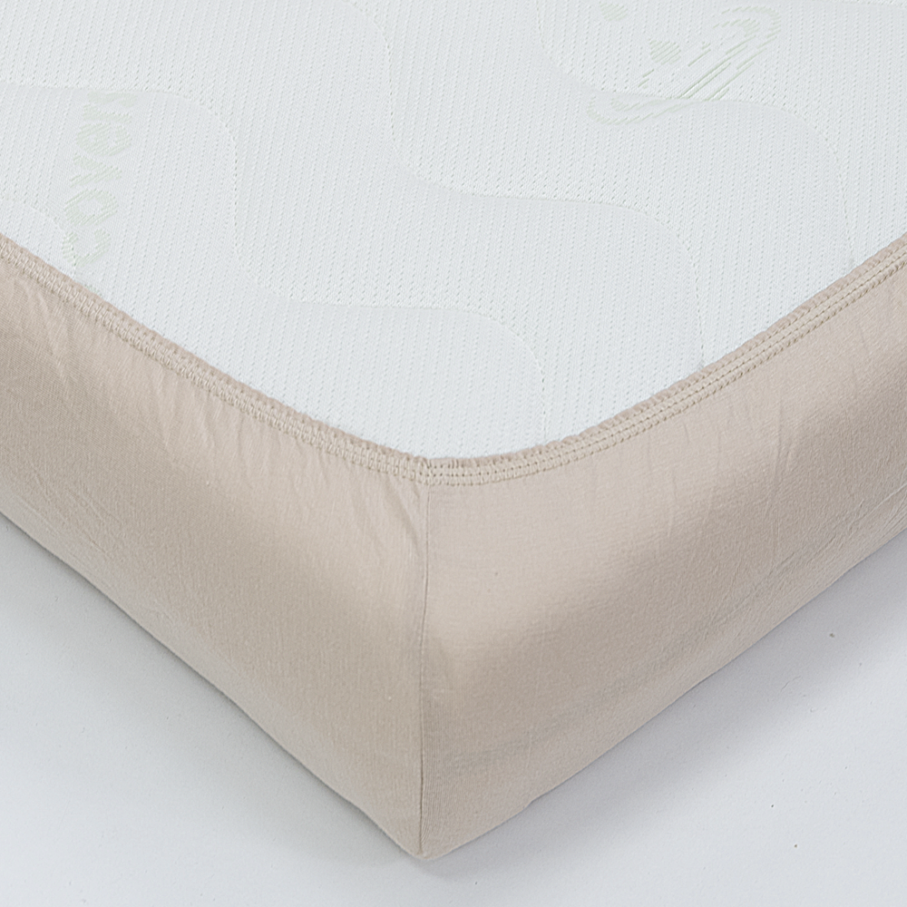 Prześcieradło-bambusowe-beżowe-narożnik Przescieradlo bambusowe bezowe naroznik - Materac dla dziecka i niemowlaka