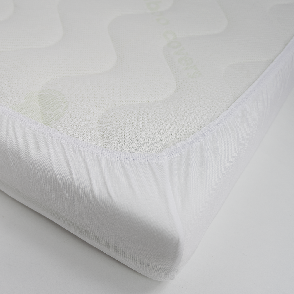 Prześcieradło-bambusowe-białe-narożnik Przescieradlo bambusowe biale naroznik - Materac dla dziecka i niemowlaka