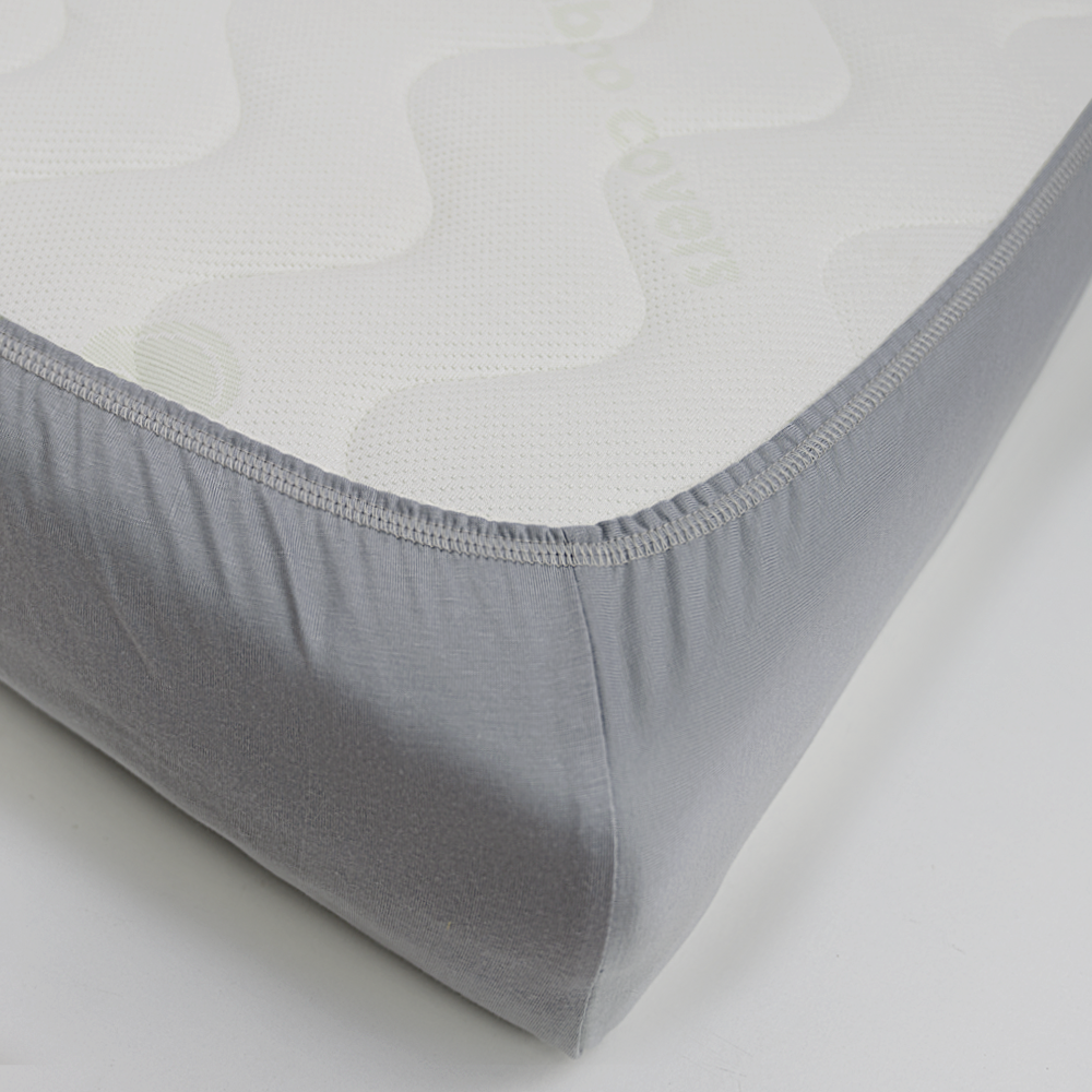Prześcieradło-bambusowe-szare-narożnik Przescieradlo bambusowe szare naroznik - Materac dla dziecka i niemowlaka