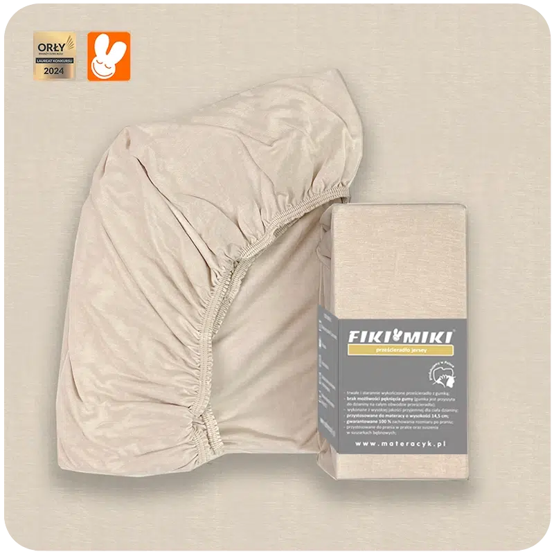 Przescieradlo jersey kremkostkakrolikorly kopia - Materac dla dziecka i niemowlaka