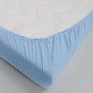 Prześcieradło Jersey Błękitne - Materac dla dziecka i niemowlaka jersey niebieski naroznik - Materac dla dziecka i niemowlaka