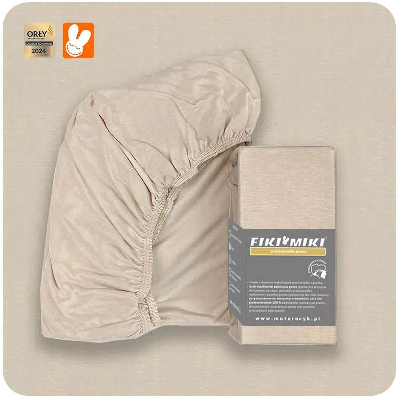 Prześcieradło Jersey Beżowe 90x40cm-180x90cm