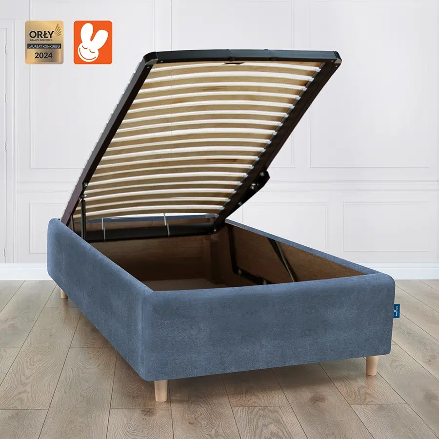Łóżko 80x200 tapicerowane z pojemnikiem Blue