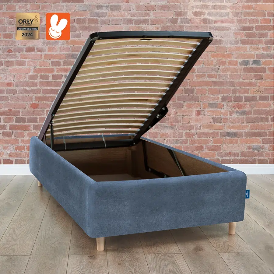 Łóżko 80x200 tapicerowane z pojemnikiem Blue - Materac dla dziecka i niemowlaka RoyalDreams Lozko z pojemnikiem BLUE MN13 cegla rama - Materac dla dziecka i niemowlaka