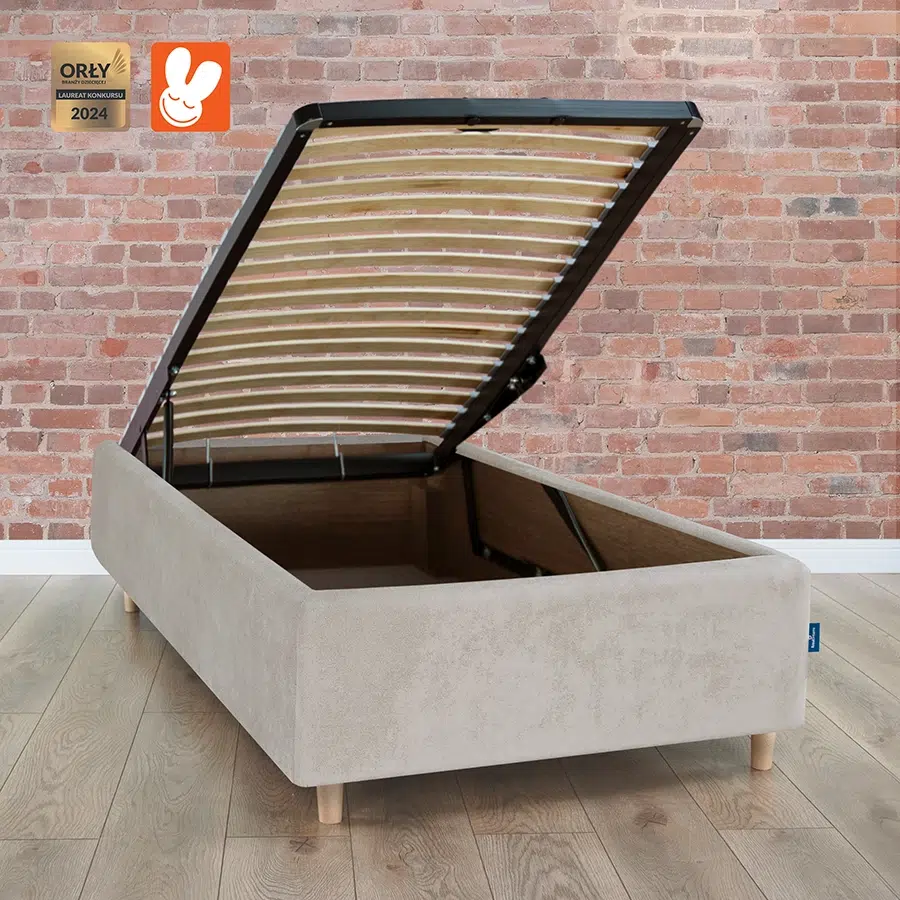 RoyalDreams Lozko z pojemnikiem CAPPUCINO MN03 cegla rama - Materac dla dziecka i niemowlaka