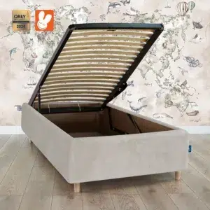 RoyalDreams Lozko z pojemnikiem CAPPUCINO MN03 mapa rama - Materac dla dziecka i niemowlaka