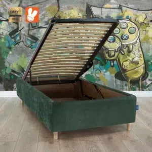 RoyalDreams Lozko z pojemnikiem GREEN MN18 game rama - Materac dla dziecka i niemowlaka