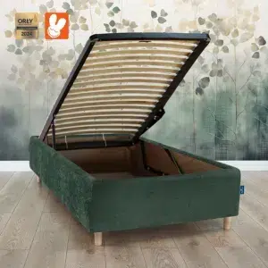 RoyalDreams Lozko z pojemnikiem GREEN MN18 liscie rama - Materac dla dziecka i niemowlaka