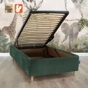 RoyalDreams Lozko z pojemnikiem GREEN MN18 safari rama - Materac dla dziecka i niemowlaka