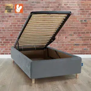 RoyalDreams Lozko z pojemnikiem GREY MN17 cegla rama - Materac dla dziecka i niemowlaka