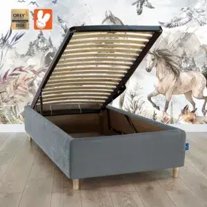 RoyalDreams Lozko z pojemnikiem GREY MN17 konie rama - Materac dla dziecka i niemowlaka