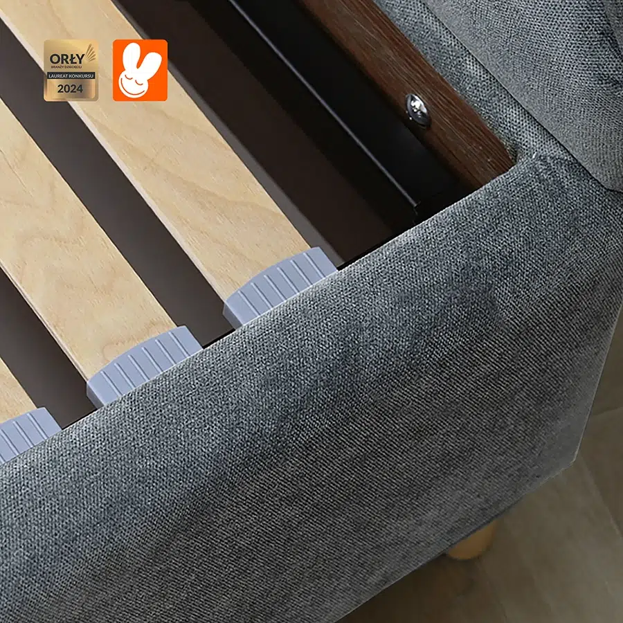 Łóżko 90x200 tapicerowane z pojemnikiem Grey - obrazek 3