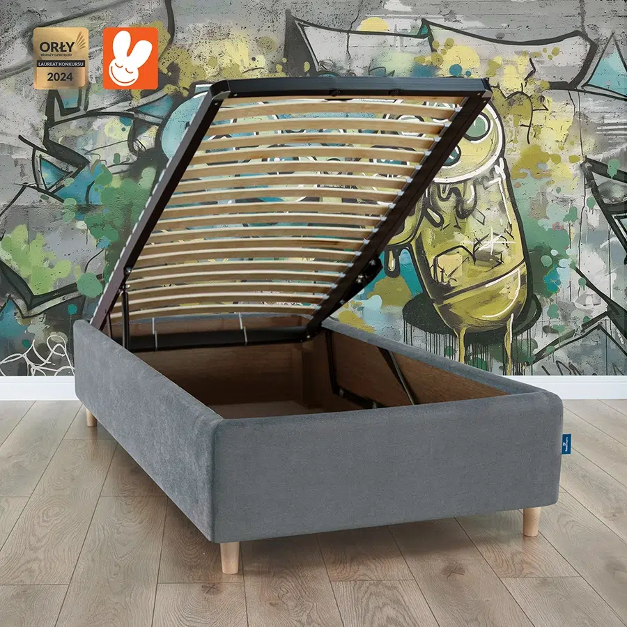 Łóżko 90x200 tapicerowane z pojemnikiem Grey - obrazek 6