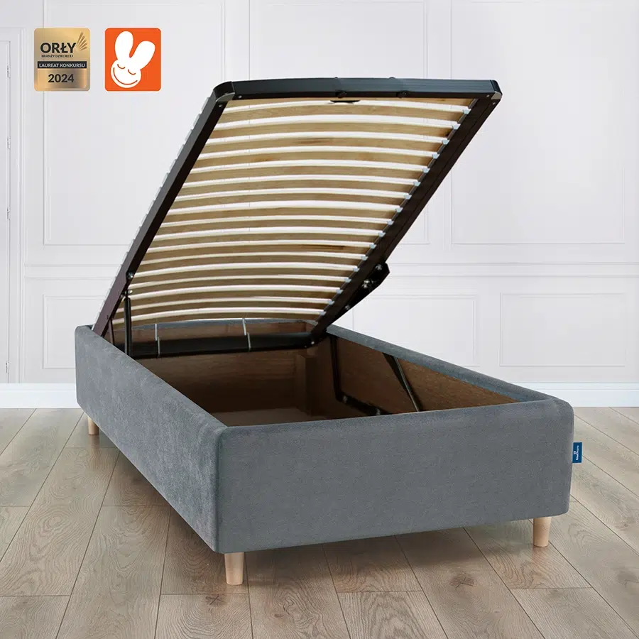 Łóżko 90x200 tapicerowane z pojemnikiem Grey